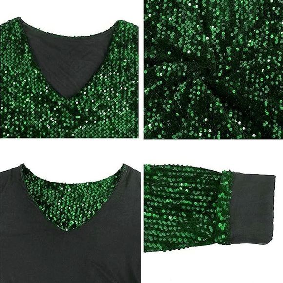 💚 Plus Size Sequin Sparkly Glitter Stretchy Long Sleeve Party Mini Dress XL NEW - Picture 10 of 16